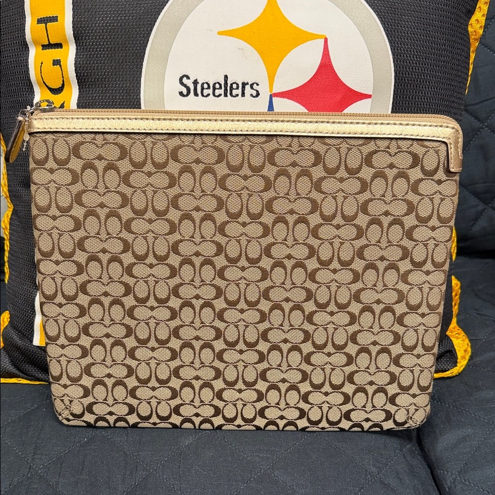 Coach Tan Monogram Laptop Sleeve